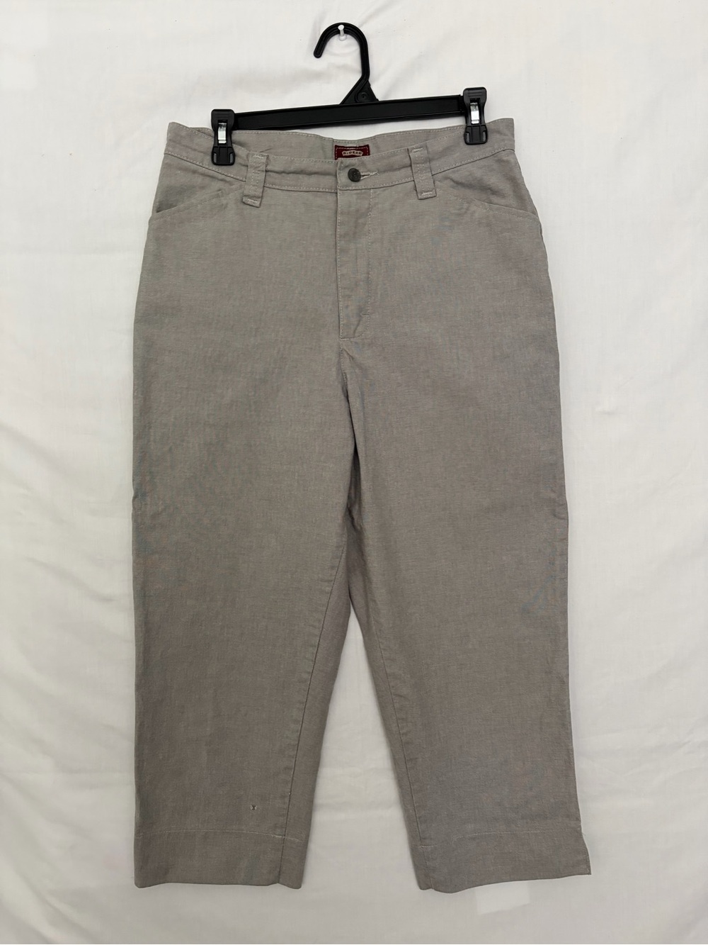 Vintage Riders Casuals Womens 10 Grey Linen Texture Capri Pants(A951)